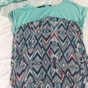 teal tribal print top